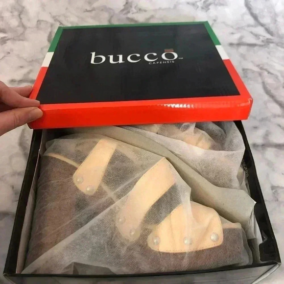 NWT Bucco Erikine Cream Faux Leather Strappy Heels Sandals Women's Size 8 9.5 - Picture 7 of 7